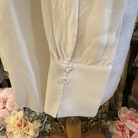 THEORY 100% SILK FLUID TUNIC SHIRT | V NECK TIE FRONT | FRENCH CUFF | HOLIDAY - Picture 4 of 11